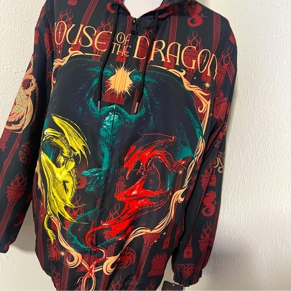 Members Only HBO Game of Thrones House of the Dragon Hooded Windbreaker Lrg NWT - Picture 1 of 15